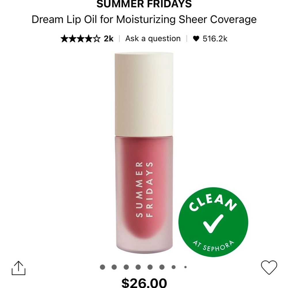 Summer Fridays Pink Lip Balm & Gloss for Everyday Hydration